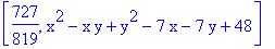 [727/819, x^2-x*y+y^2-7*x-7*y+48]
